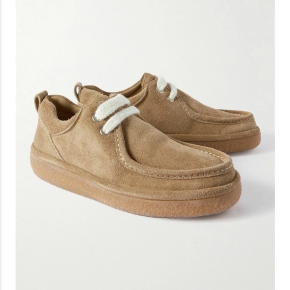 NEW AMI Paris moc toe derby suede tan neutral loafer shoes size 46 or 13 USA